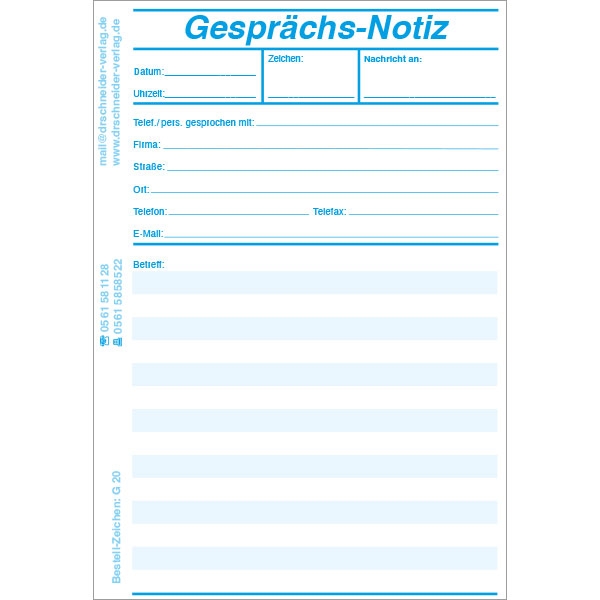 Block „Gesprächsnotiz“  G 20